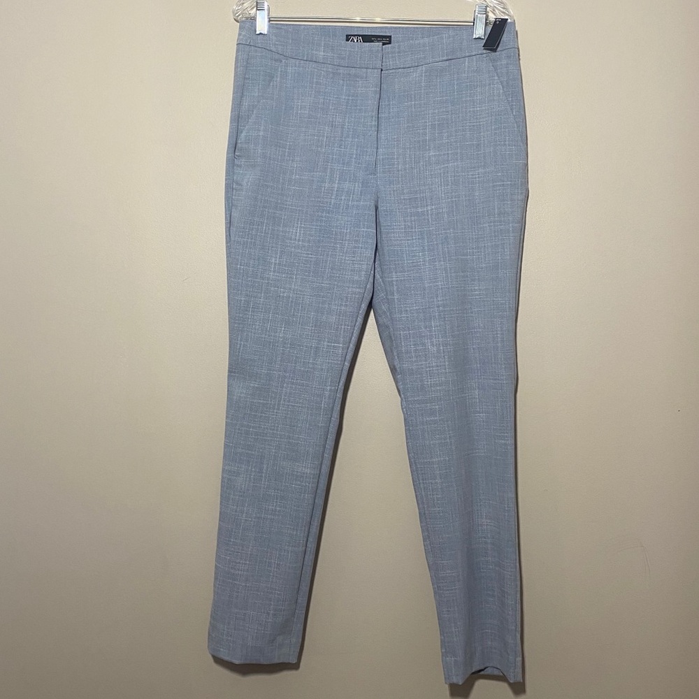 ZARA Gray Ankle Pants Women’s Large High Rise Cropped Trousers Work Casual NWT